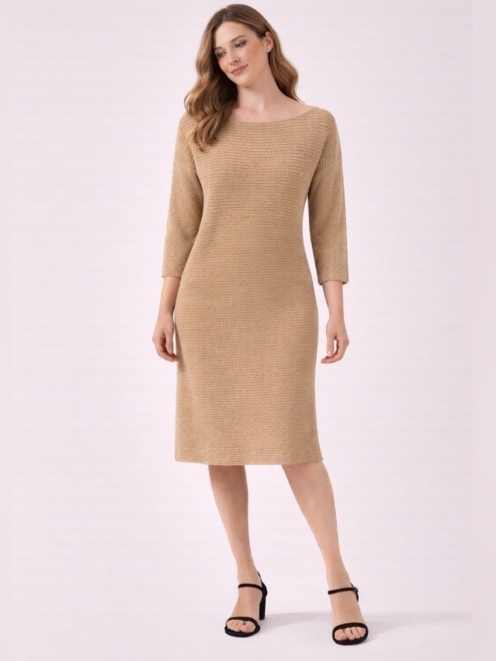 Reiss Gold Metallic Cashmere Angora Sweater Dress L